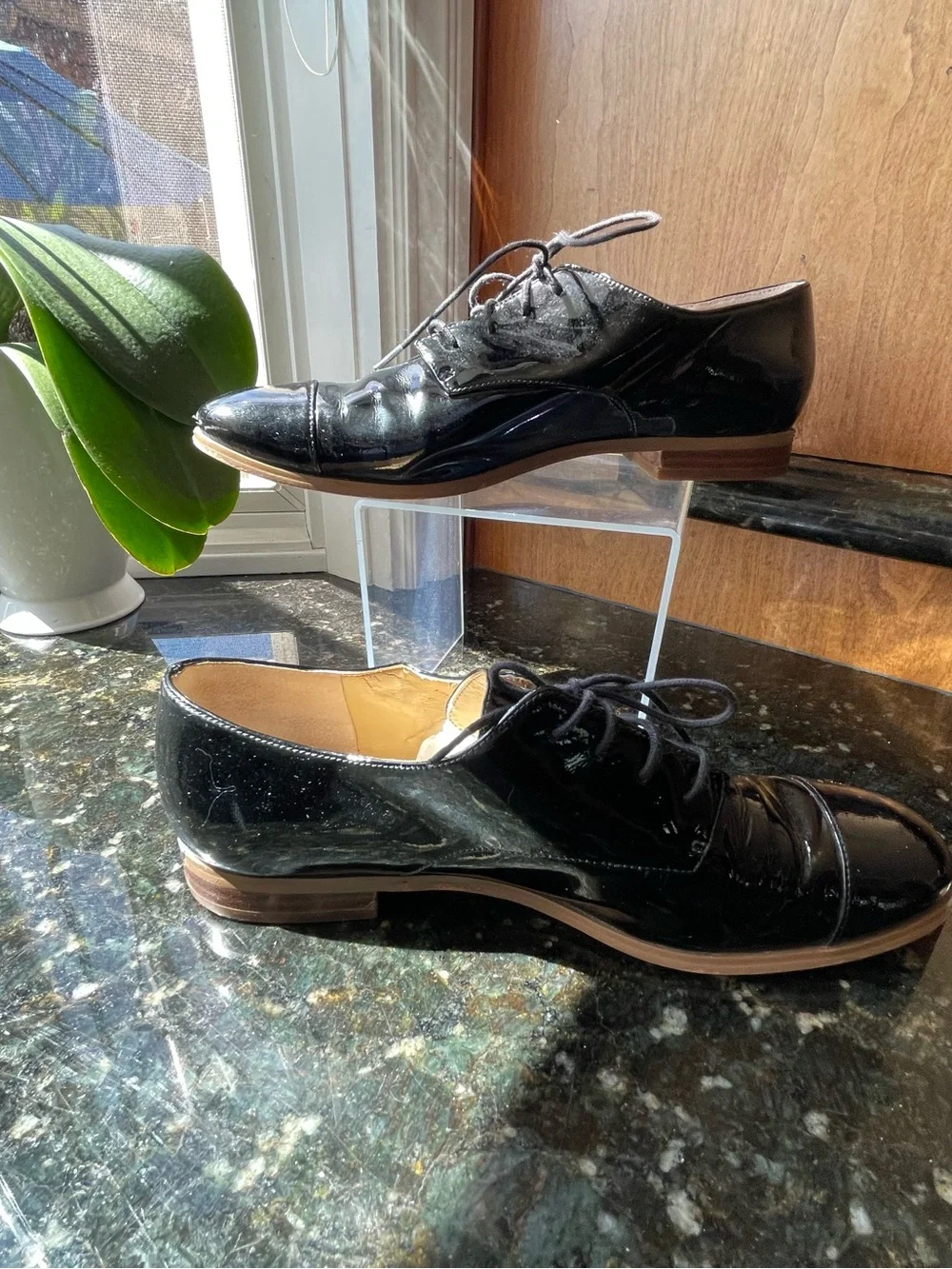 Michael Kors Black Patent Leather Lace-Up Boots